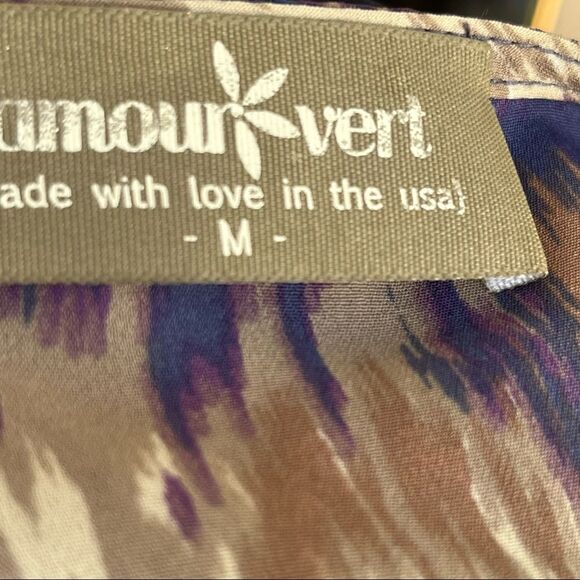 Amour Vert Karen Surplice Plum Ikat Print Dress M - Picture 3 of 7